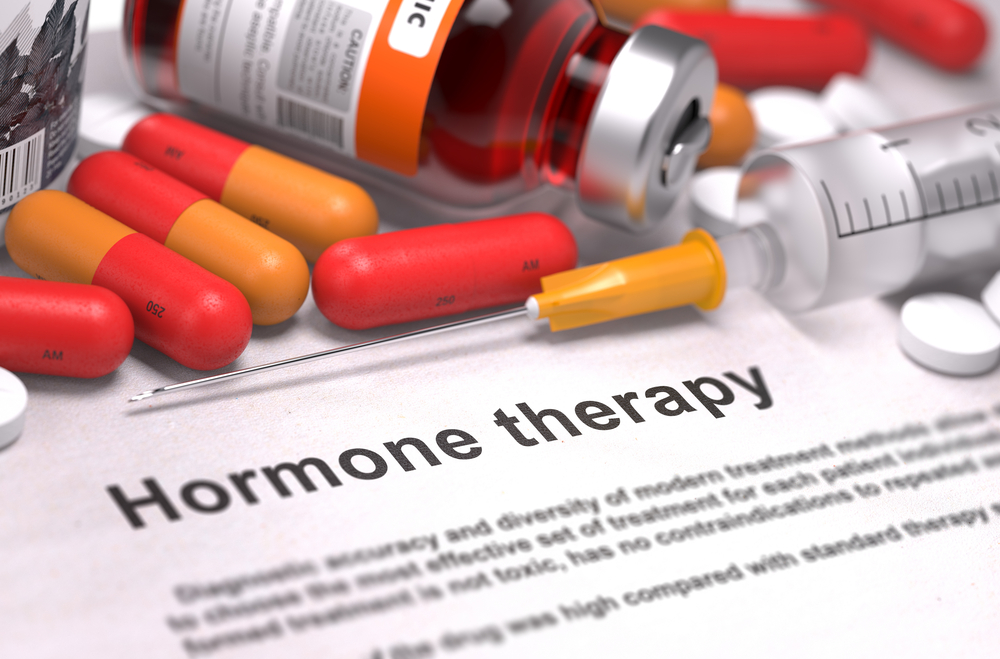 Hormone Therapy - Medical Concept with Red Pills, Injections and Syringe. Selective Focus. 3D Render.-4